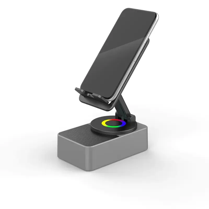 Acessório multifuncional para telemóvel com áudio Bluetooth e Bluetooth, com bateria de 1500 mAh, design dobrável a 360°, altifalantes estéreo HD, base antiderrapante e fácil utilização – Ideal para casa, viagens, aniversários, Dia do Pai e presentes de Natal