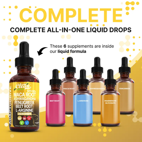Clean Nutra Maca Root, Ashwagandha, Fenugreek, Beet Root, L-Arginine & More for Women & Men's Optimum Health Liquid Drop – Adapto Drive