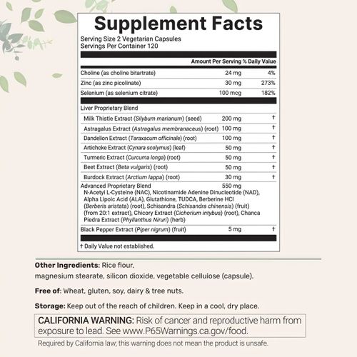 Micro Ingredients Liver Advanced+, formula supports liver health, digestive health, and skin health. 20-in-1 Advanced Support Complex - 240 Vegan Capsules