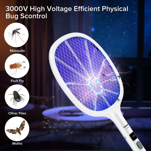 Powerful Purple Automatic Mosquito Trap Indoor and Outdoor - 2-in-1 Mosquito Shooter with Large Mesh, Rechargeable Mosquito Killer, LED Display and Safety