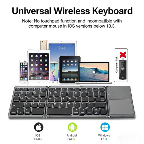 Foldable Wireless Keyboard – Ultra-thin and portable, Bluetooth tablet keyboard, Tyoe interface, suitable for home and office.