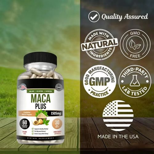 MACA | Maca Root for Women and Men | Black Pepper with Red, Yellow & Black Maca Root Powder | Natural Energy Herbal Supplement