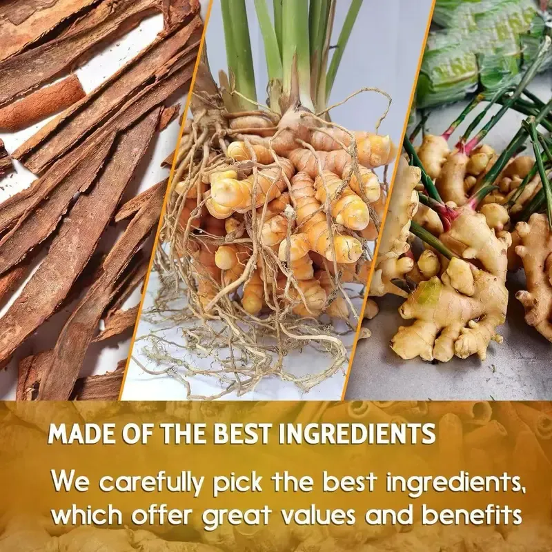 3-in-1 Spiced Herbal Tea Bags with Turmeric, Ginger, and Cinnamon – made from natural pure powders – soothe digestive upset, support joint and muscle health, help improve dull skin, suitable for vegetarians, mild and mellow flavor, suitable for all ages – 60 bags.