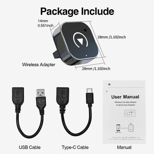 Wireless Car Adapter, Portable Wireless Adapter, Car Smart BT Connector for iPhone & Android Phone, Car Electronics Accessories, Carplay Converter