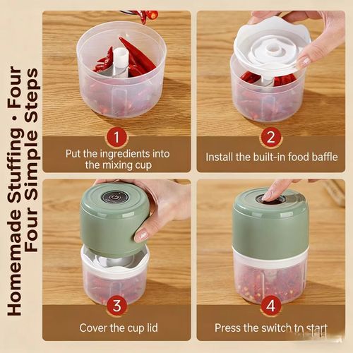 Portable Wireless Multi-functional Garlic Press | USB Rechargeable, Small Blender for Home and Travel