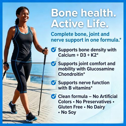 Balincer calcium supplements support bone and joint health, and muscle health. Contains calcium, magnesium, zinc, vitamin D3, and K2-120 tablets.