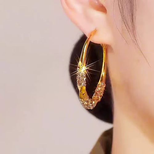 Sleek Gold Zircon Hoops - Edgy Minimalist Earrings for Her