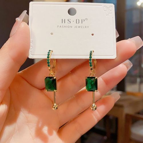 Elevate Your Style with New Emerald Square Zircon Huggie Earrings