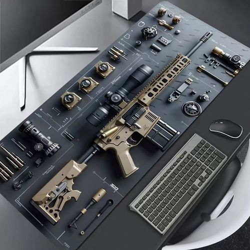Gun Parts Assembly Large Mouse Pad XXL Desk Mat Non-Slip Rubber Base Gaming Keyboard and Mouse Stitched Edges for Home and Game