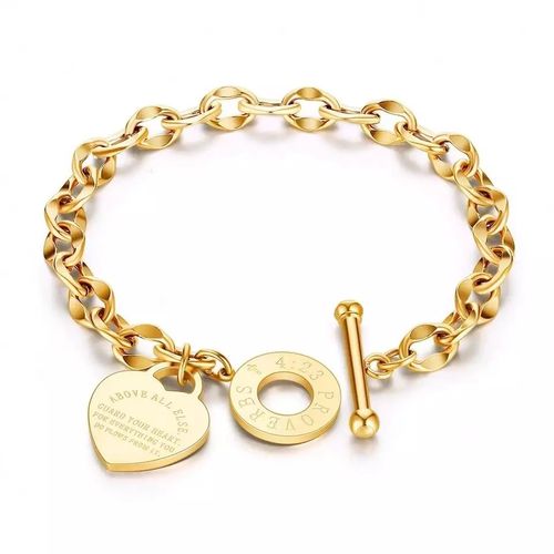 Heart Titanium Steel Bracelet | Stylish OT Clasp | Perfect for Couples & Daily Wear