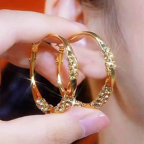 Sleek Gold Zircon Hoops - Edgy Minimalist Earrings for Her