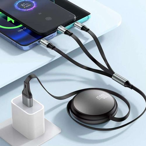 3-in-1 Retractable Fast Charging Cable | iPhone & Type-C Compatible 🚗