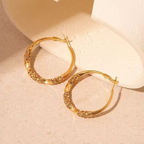 Sleek Gold Zircon Hoops - Edgy Minimalist Earrings for Her
