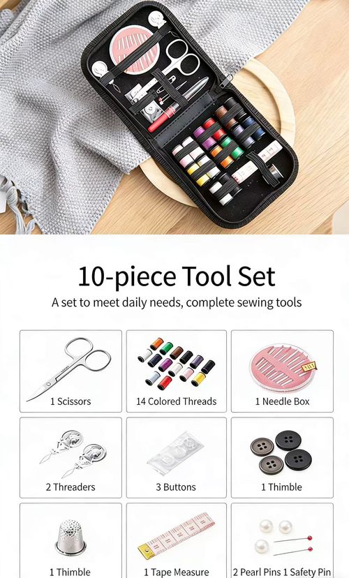 ✨ Portable 10-Piece Sewing Kit: Stitch On-the-Go!