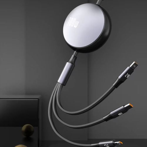 3-in-1 Retractable Fast Charging Cable | iPhone & Type-C Compatible 🚗