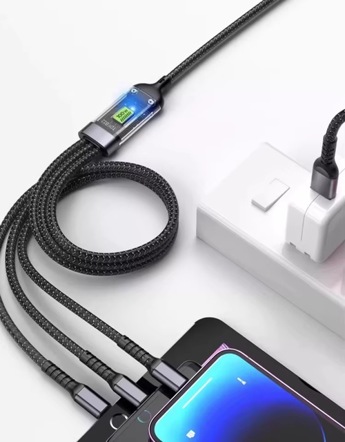 100W 3-in-1 Transparent Charging Cable – Works for iPhone, Android & Huawei ⚡