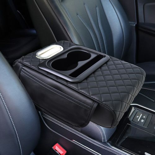 🔥Multifunctional PU Leather Car Armrest Box Mat with Central Elbow Heightening Pad Storage Box Cup Holder & Car Tissue Box Auto Interior Accessories🌟🔥