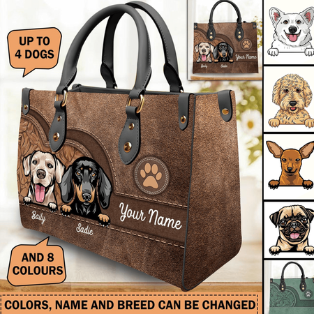 Dog Personalized Leather Handbag Personalized Gift for Dog Lovers Dog Dad Dog Mom