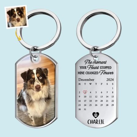 Custom Photo A Loyal Heart Never Fades - Memorial Personalized Custom Keychain - Sympathy Gift For Pet Owners, Pet Lovers