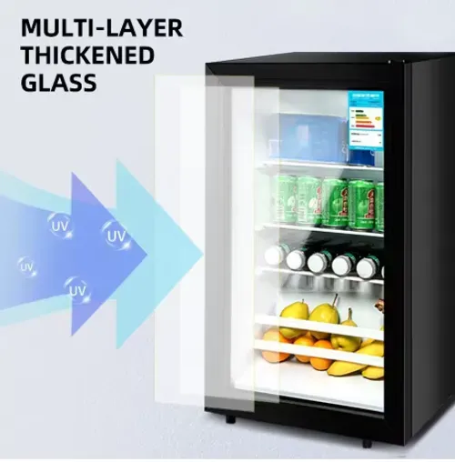 Stylish tempered glass panel refrigerator