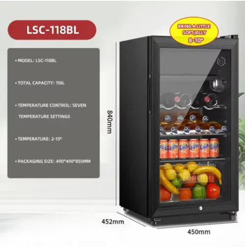 Stylish tempered glass panel refrigerator