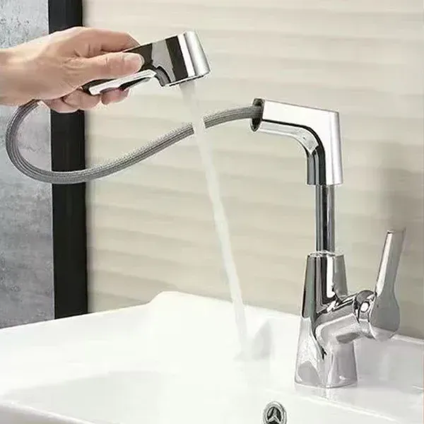 1 Hole Bathroom Faucet with Pull out Sprayer