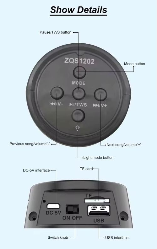 ZQS1202 Super Bass Speaker with RGB LED | Ghana Home & Outdoor Audio