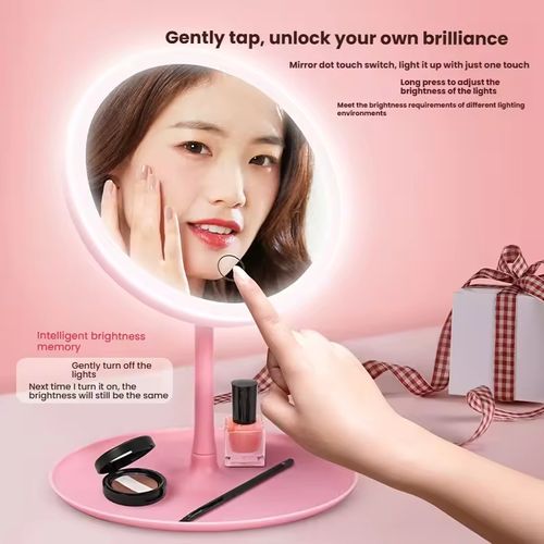 🔥 LED Makeup Mirror 🪞 Desktop 3-Color 💡 Dimmable Lighting Foldable ✨