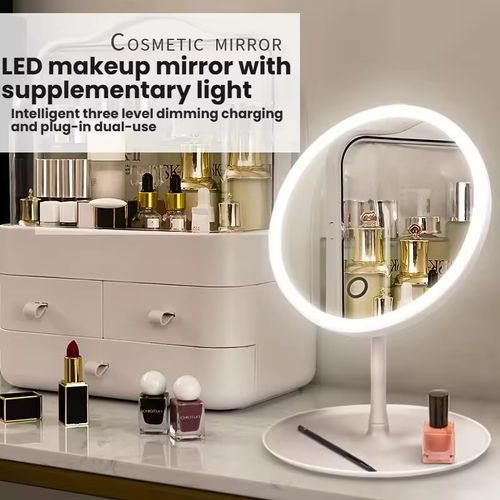 🔥 LED Makeup Mirror 🪞 Desktop 3-Color 💡 Dimmable Lighting Foldable ✨