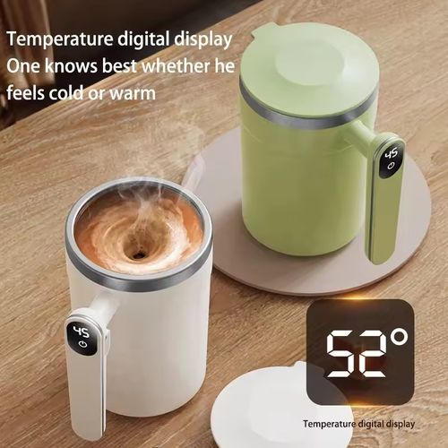 400ml Automatic Magnetic Stirring Cup | Intelligent Temperature Display Insulation Portable Electric Mixer for Coffee Soy Milk | Type-C Charging 7000RPM Mixing Cup