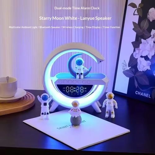 Multi-Function Bluetooth Speaker with Wireless Charging & Alarm