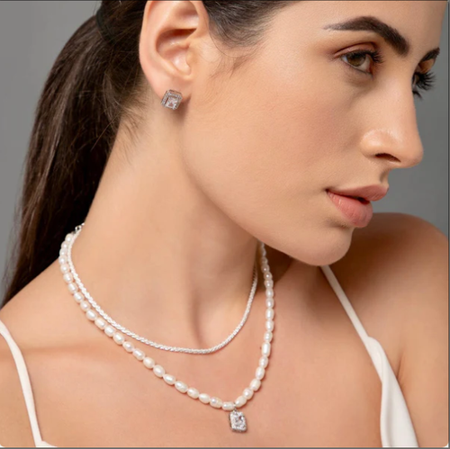 Perla - Natural Pearl Necklace & Pure Silver Chain