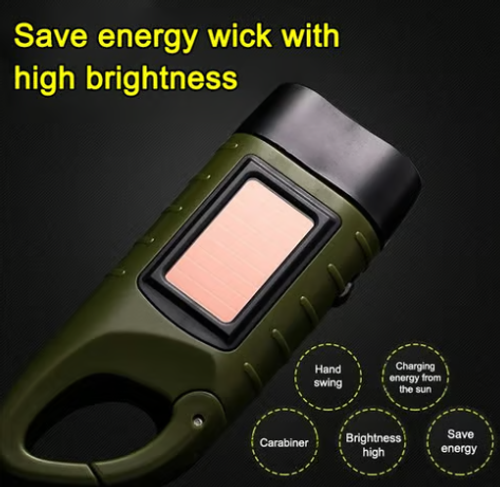 Outdoor solar powered flashlight