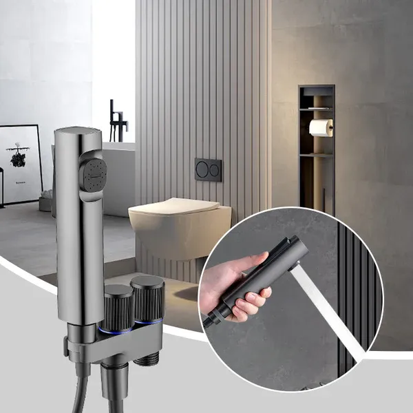 Faucet Set: Bidet Sprayer and 1 in 2 out Dual Control Valve