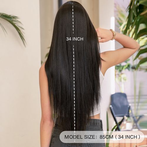 Long Black Wig with Bangs, Transform Your Look
