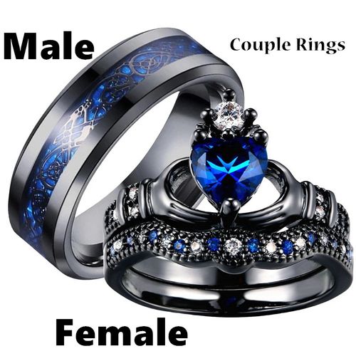 Romantic Blue Couple Rings – Symbol of Your Bond❤️