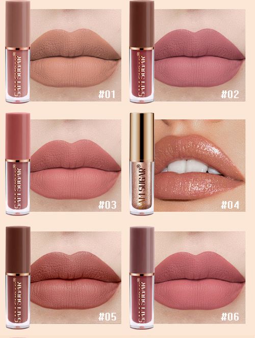 SAM SUGAR 12 Color Book Lip Gloss Set Beads Matte Velvet Not Easy to Stain Cup Lipstick Glaze Lipstick