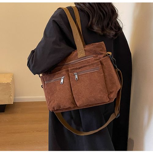 2025 Casual Versatile Handbag Multi Pocket Corduroy Tote Bag
