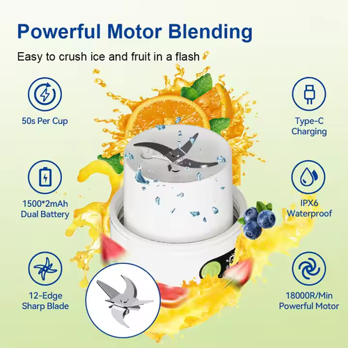 Smoothie and Juice Maker,1000ml Capacity, Dual-Cup, 18000 RPM