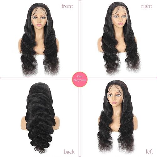 13x6 HD Lace Front Body Wave Human Hair Wig - 200 Density Glueless Pre-Plucked with Baby Hair, 30inch Natural Black