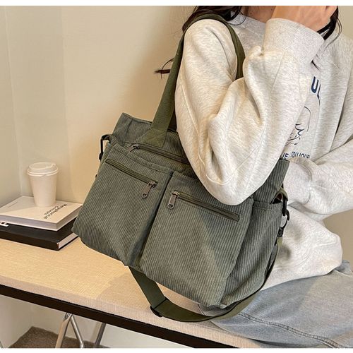 2025 Casual Versatile Handbag Multi Pocket Corduroy Tote Bag
