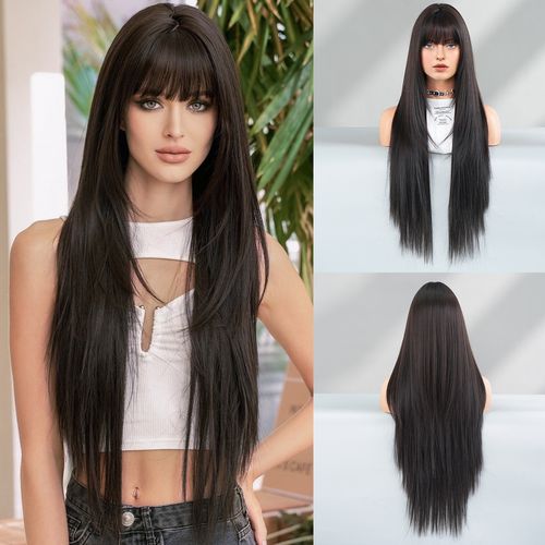 Long Black Wig with Bangs, Transform Your Look