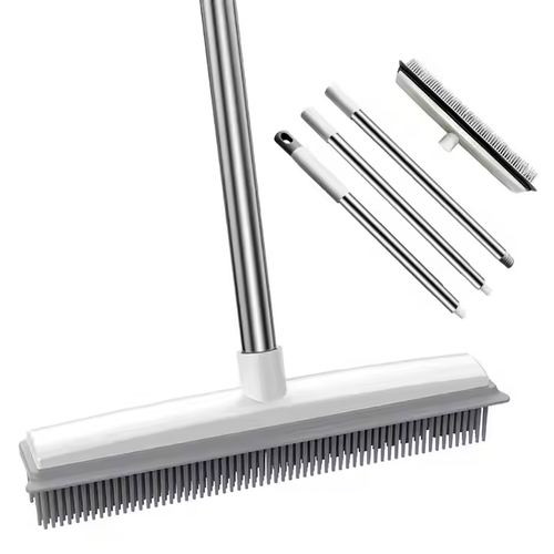 Pet Hair Rubber Broom with Squeegee for Floors