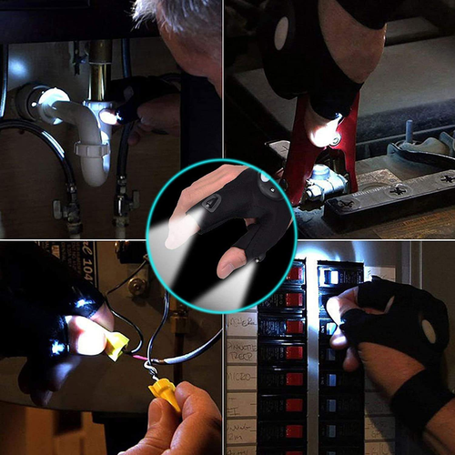 Professional LED Flashlight Gloves Lamp Rescue Tools