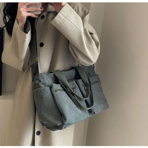 2025 Casual Versatile Handbag Multi Pocket Corduroy Tote Bag