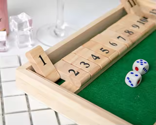 Shut the Box Game 12 Numbers Wooden Dice Game for Kids and Adults 2 Players and up