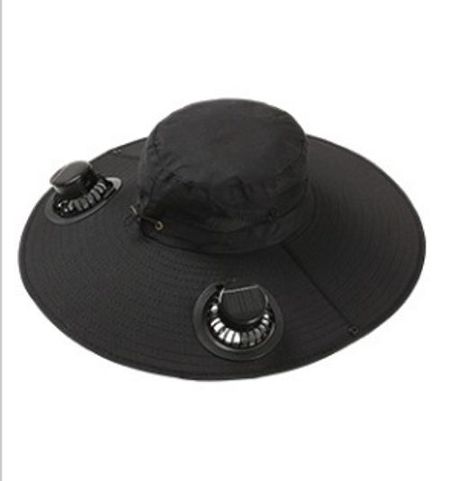 Solar powered dual fan sunshade hat