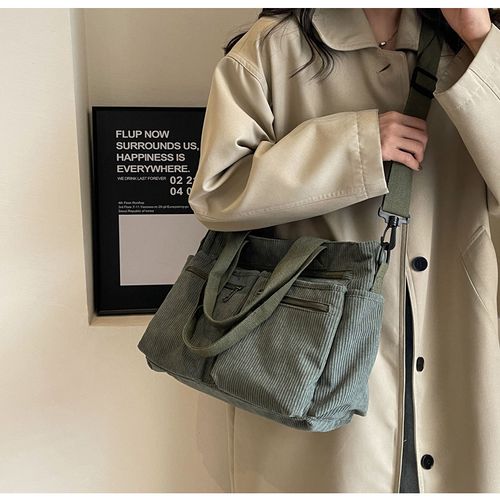 2025 Casual Versatile Handbag Multi Pocket Corduroy Tote Bag