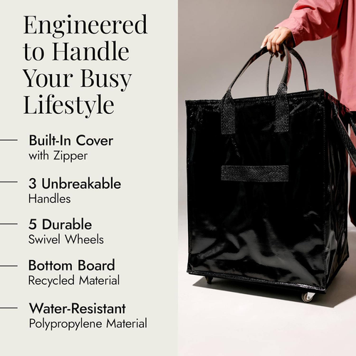 Nylon Waterproof Rolling Foldable Tote with Wheels
