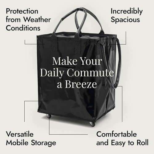 Nylon Waterproof Rolling Foldable Tote with Wheels